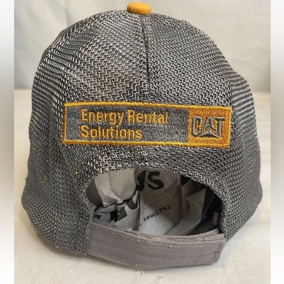 CAT Caterpillar Mesh Back Hat Orange/Gray Adjustable Strap - Energy Rental - Picture 2 of 4